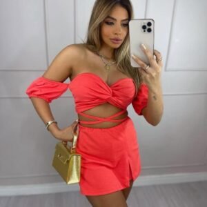 Conjunto Short Saia e Cropped